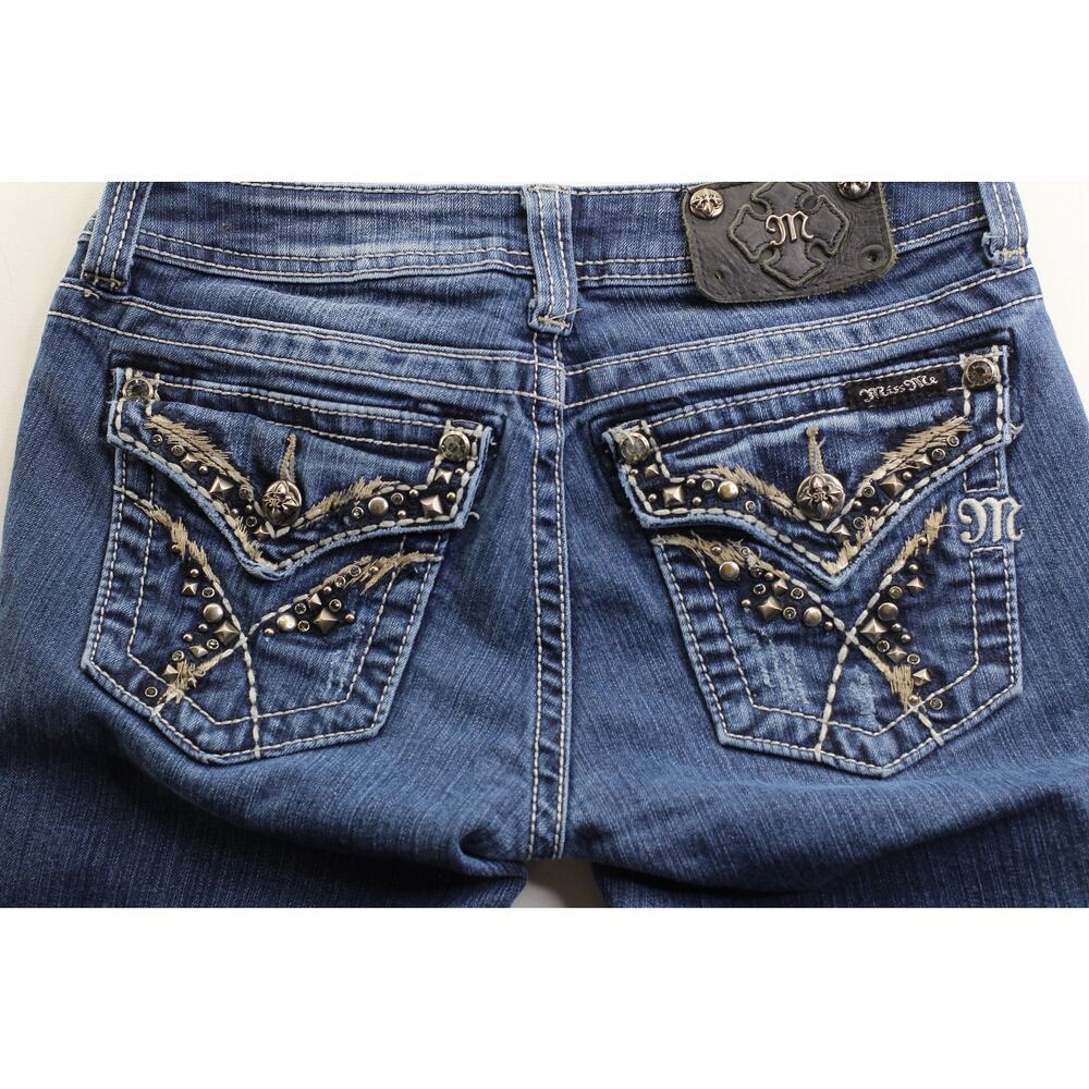 Miss Me Blue Skinny Jeans with Embellished Pockets